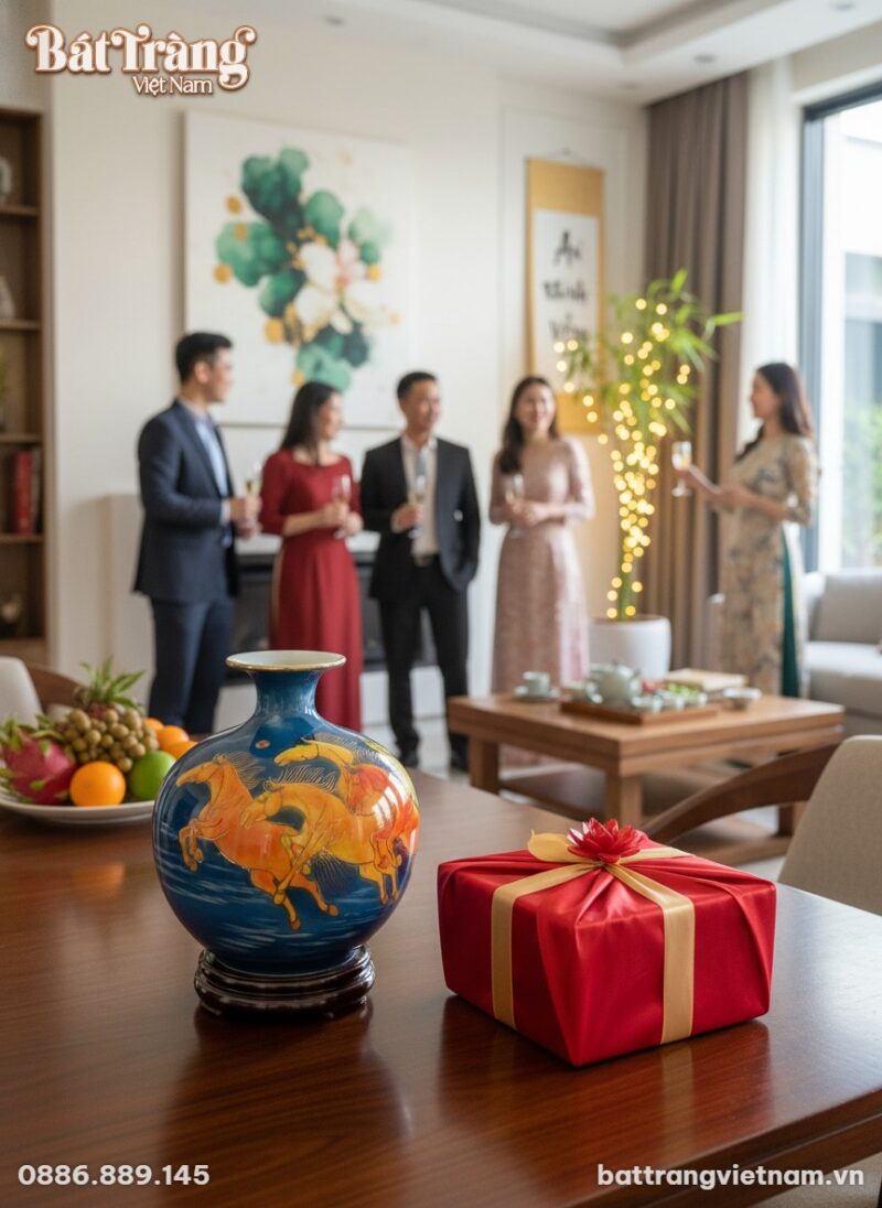 Bình hút lộc mã đáo thành công 25cm đặt trên bà...