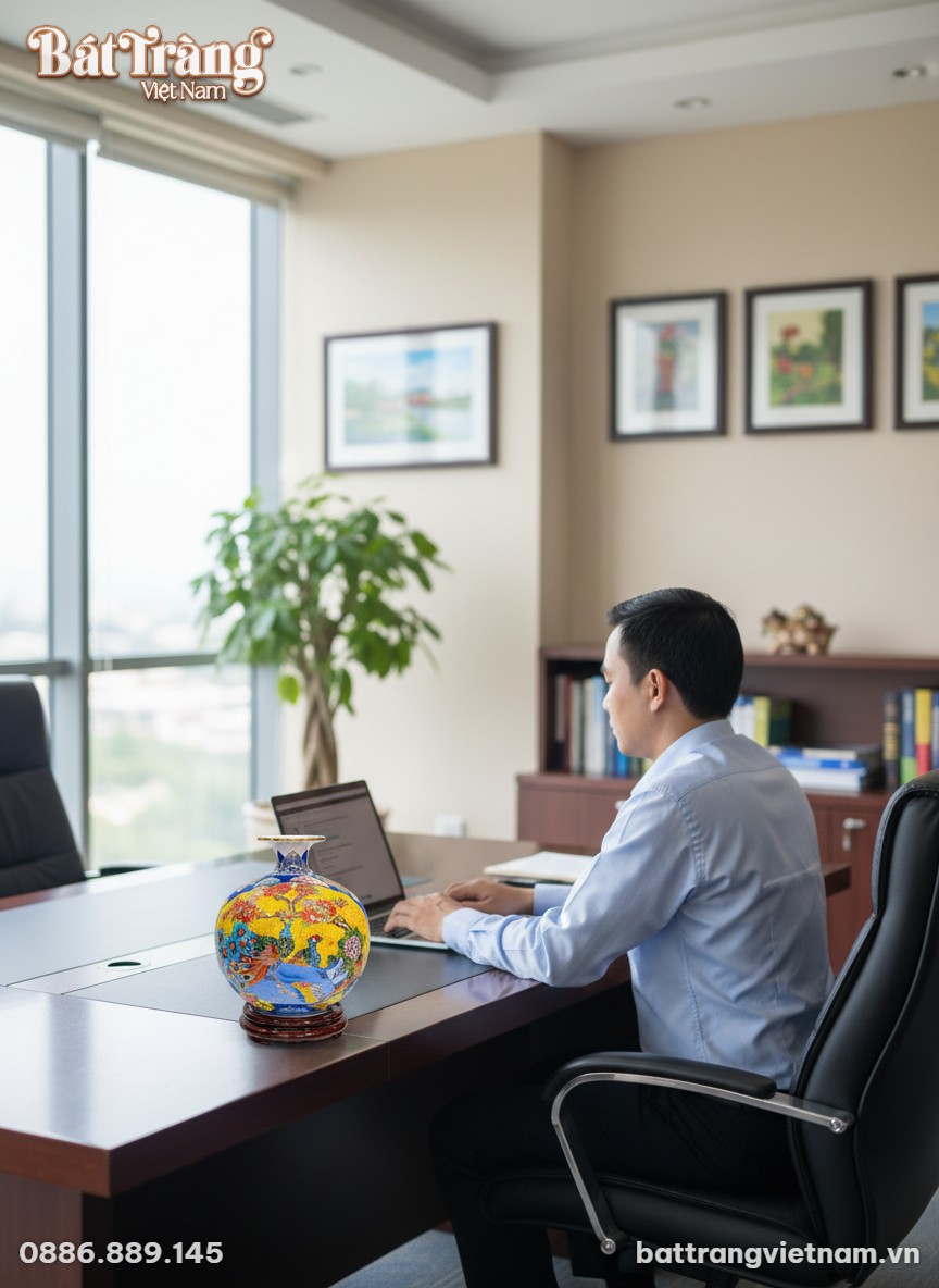 B&igrave;nh h&uacute;t lộc Nhị cảnh cao 25cm tr&ecirc;n b&agrave;n l&agrave;m việ...