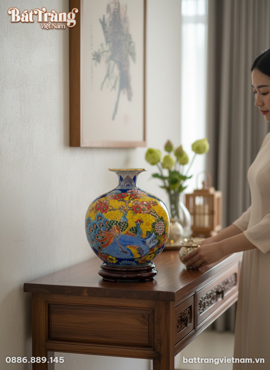 Cận cảnh nghệ thuật b&igrave;nh h&uacute;t lộc Nhị cảnh cao 2...