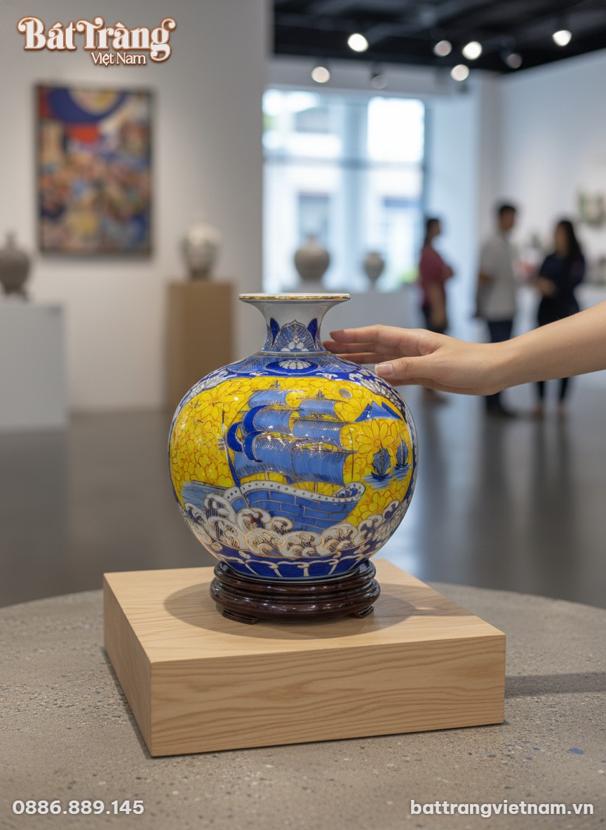 Cận cảnh b&igrave;nh h&uacute;t lộc B&aacute;t Tr&agrave;ng 25cm, nổi bật h...