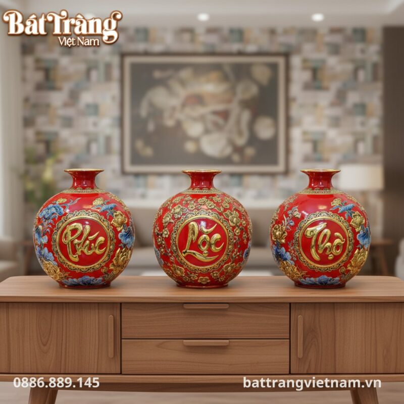 3 chiếc bình hút lộc được xếp thành hàng ngang ...