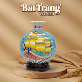 Bình hút lộc thuận buồm liên hoa vẽ vàng 24k BT-BHL99