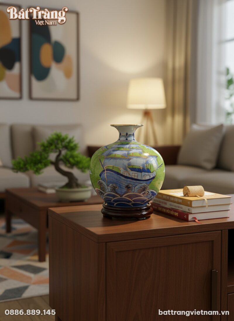 Bình hút lộc Thuận Buồm Xuôi Gió cao 25cm, men ...