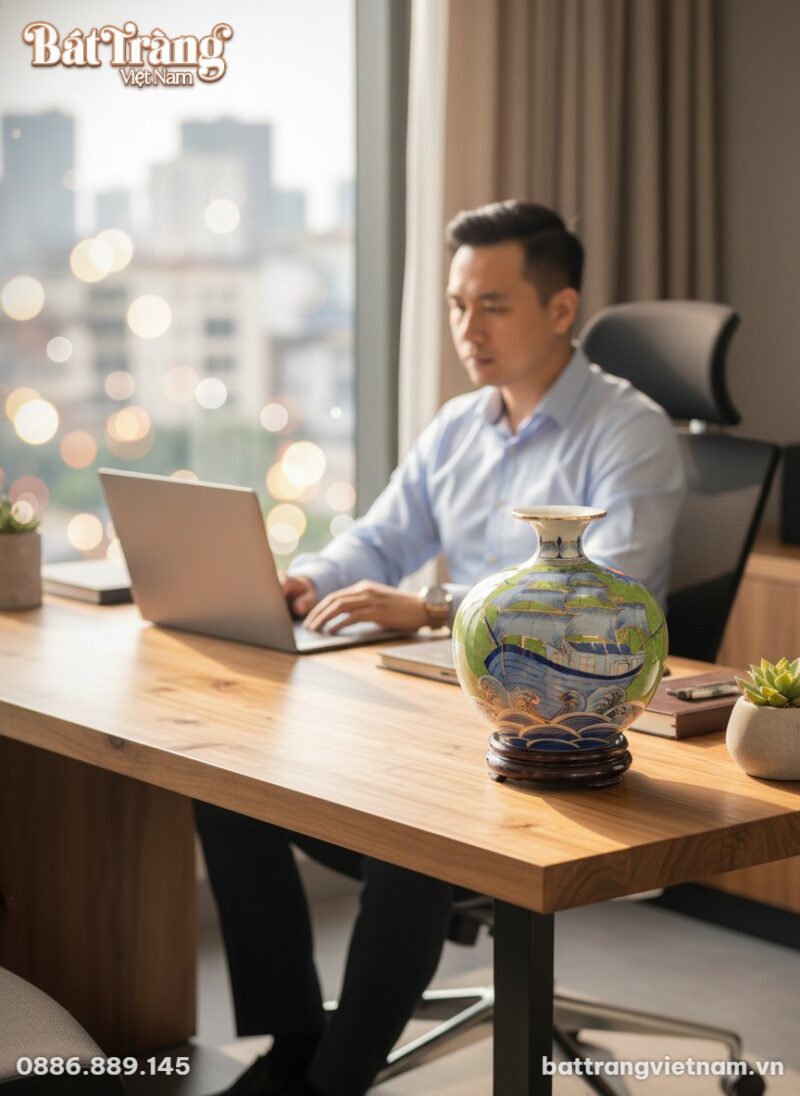 Một bình hút lộc Thuận Buồm Xuôi Gió cao 25cm, ...