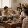 Trên bàn trà trong một không gian sống ấm cúng ...