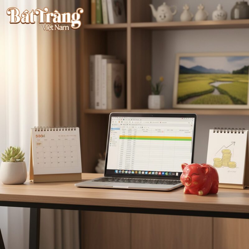 Một chú heo đất mini màu đỏ với chi tiết vàng k...