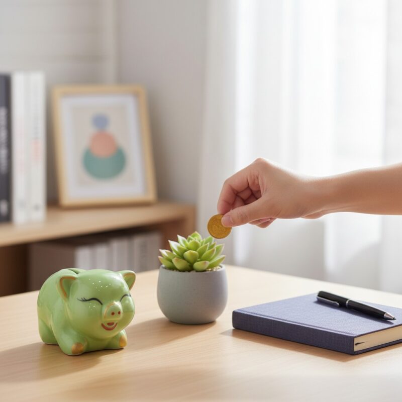 Chú heo đất mini màu xanh lá nhạt nổi bật trên ...