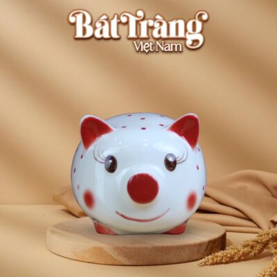 Ống tiết kiệm heo chấm bi trắng đỏ BT-HĐ21