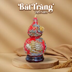 Hồ Lô đắp nổi vẽ vàng "Thuận Buồm Xuôi Gió" màu đỏ BT-HL22