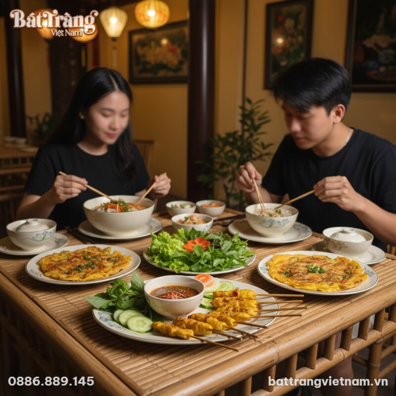 Đĩa bầu dục sen xanh Bát Tràng trưng bày món ne... Đĩa bầu dục sen xanh Bát Tràng trưng bày món ne...