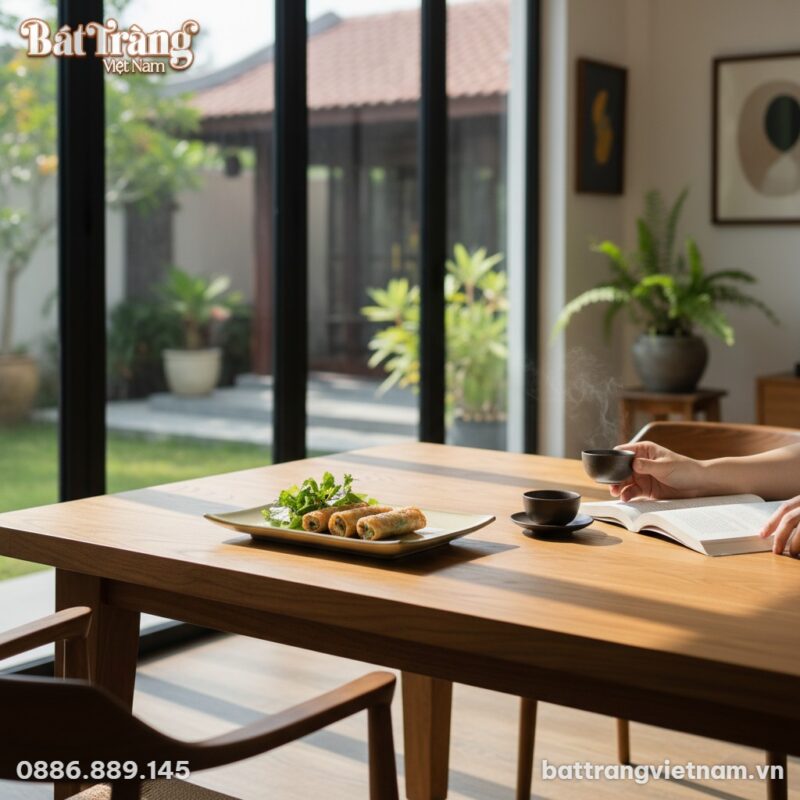 Đĩa chữ nhật Bát Tràng họa tiết chuồn trúc trên...