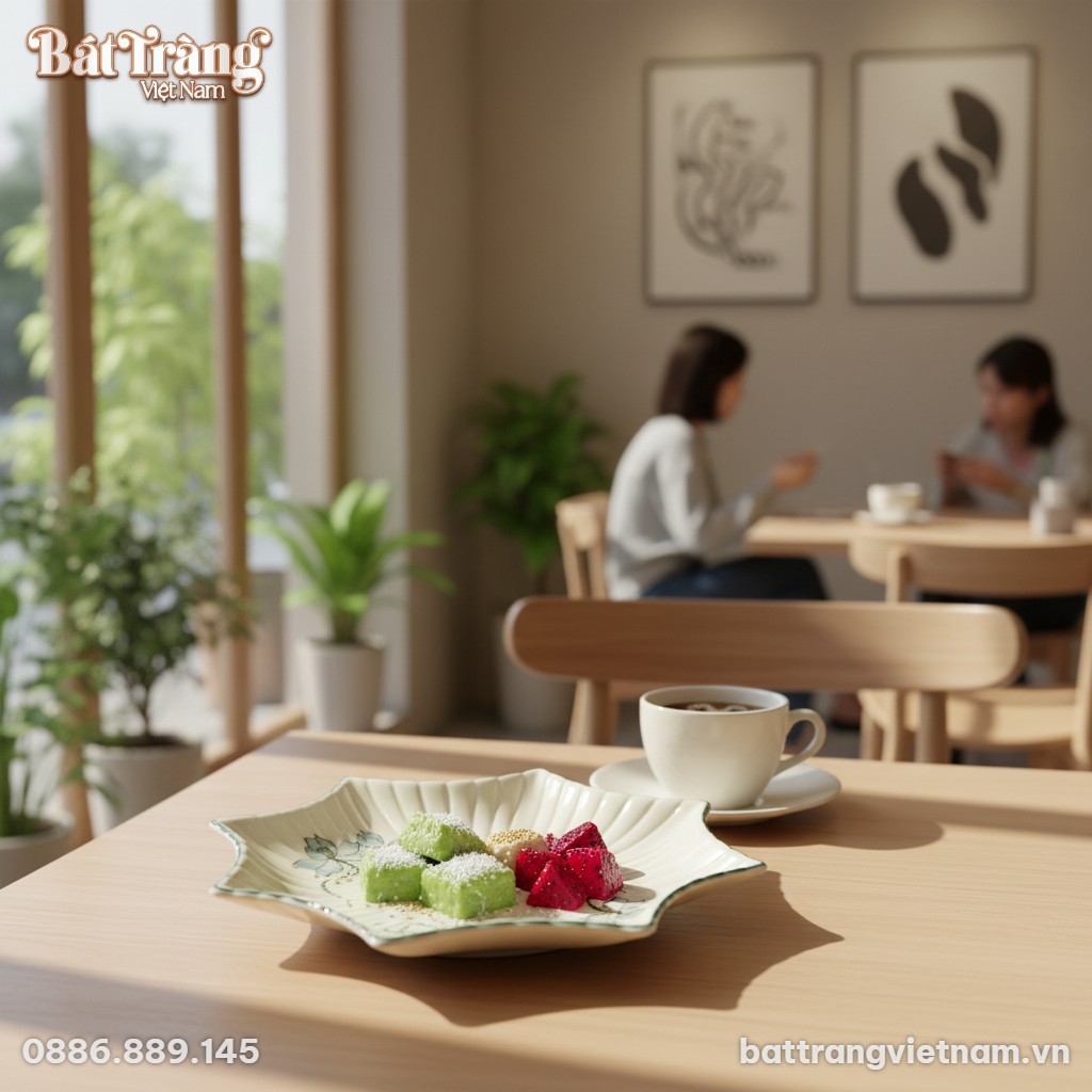 Đĩa hình sao sứ Bát Tràng BT-BD108 bày món trán...