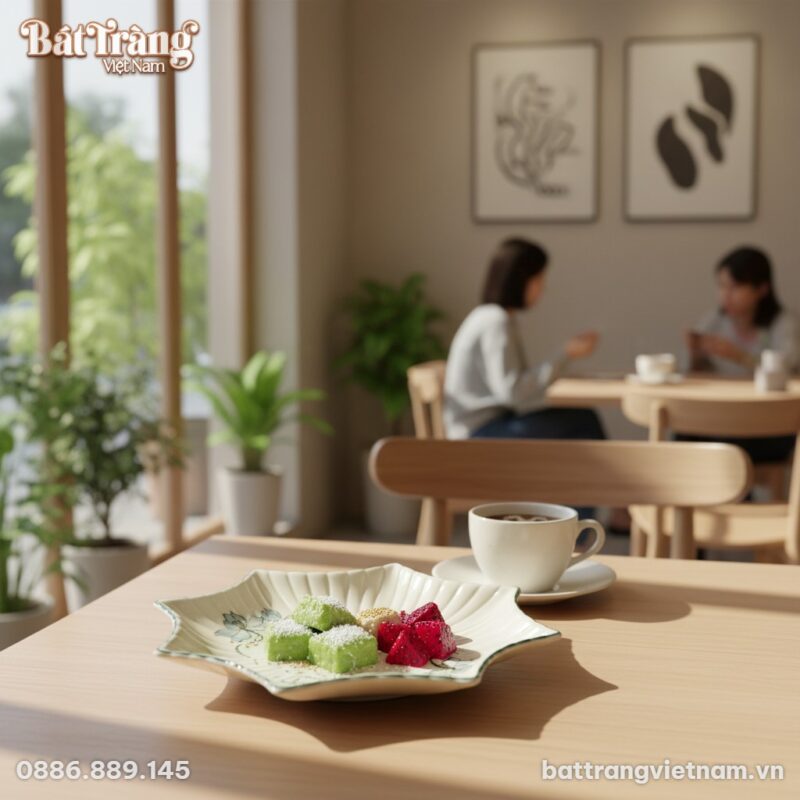 Đĩa hình sao sứ Bát Tràng BT-BD108 bày món trán... Đĩa hình sao sứ Bát Tràng BT-BD108 bày món trán...