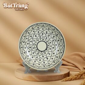 Đĩa tròn hoạ tiết bèo xanh men lục bảo BT-BD103