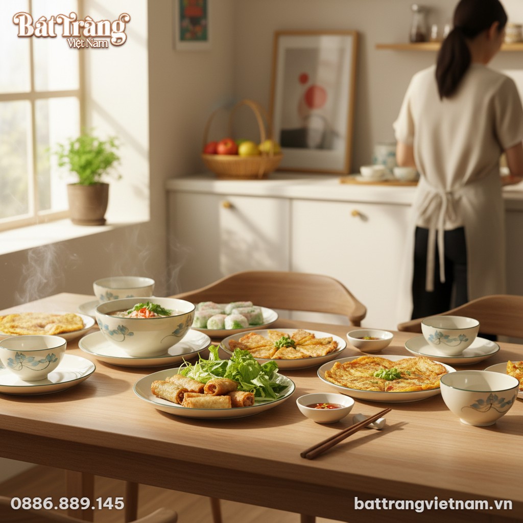 H&igrave;nh ảnh một đĩa tr&ograve;n sứ B&aacute;t Tr&agrave;ng với họa tiết...