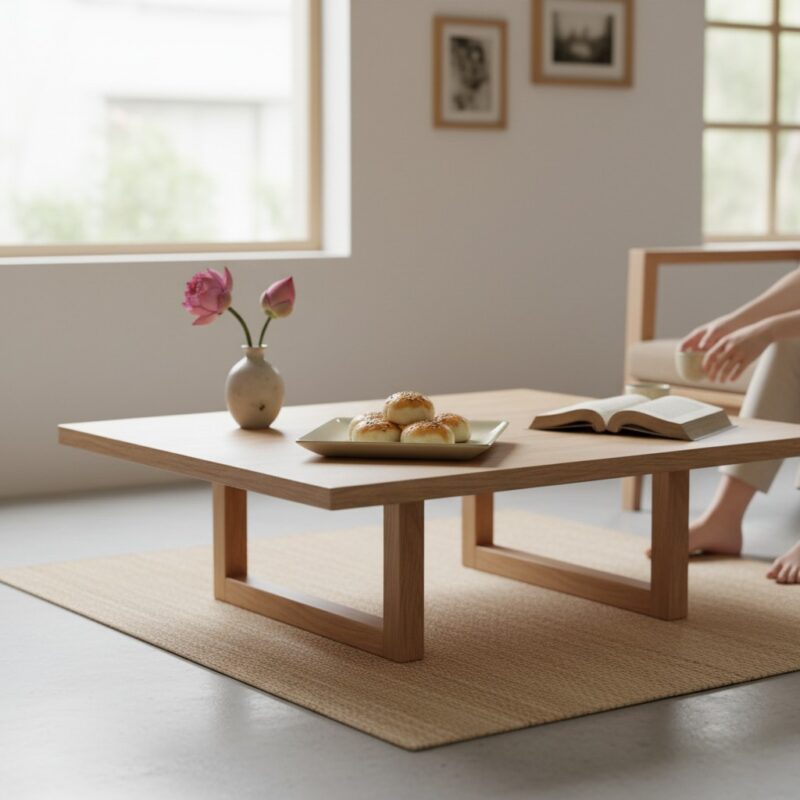 Trong một phòng khách mang phong cách tối giản ...