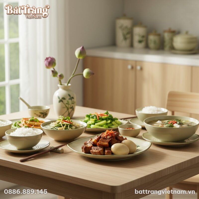 Bữa ăn gia đình ấm cúng tại một căn bếp Việt hi...