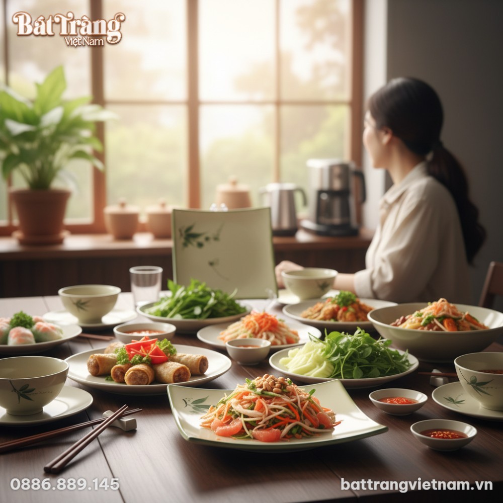 Chiếc đĩa vu&ocirc;ng gốm sứ B&aacute;t Tr&agrave;ng, trang tr&iacute; hoa...