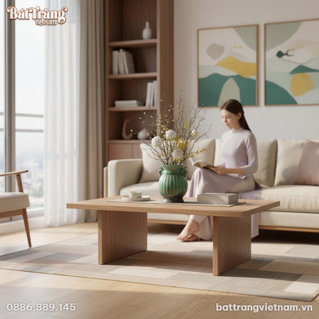 Lọ hoa men ngọc xanh d&aacute;ng bầu BT-LHS44 đặt tinh...