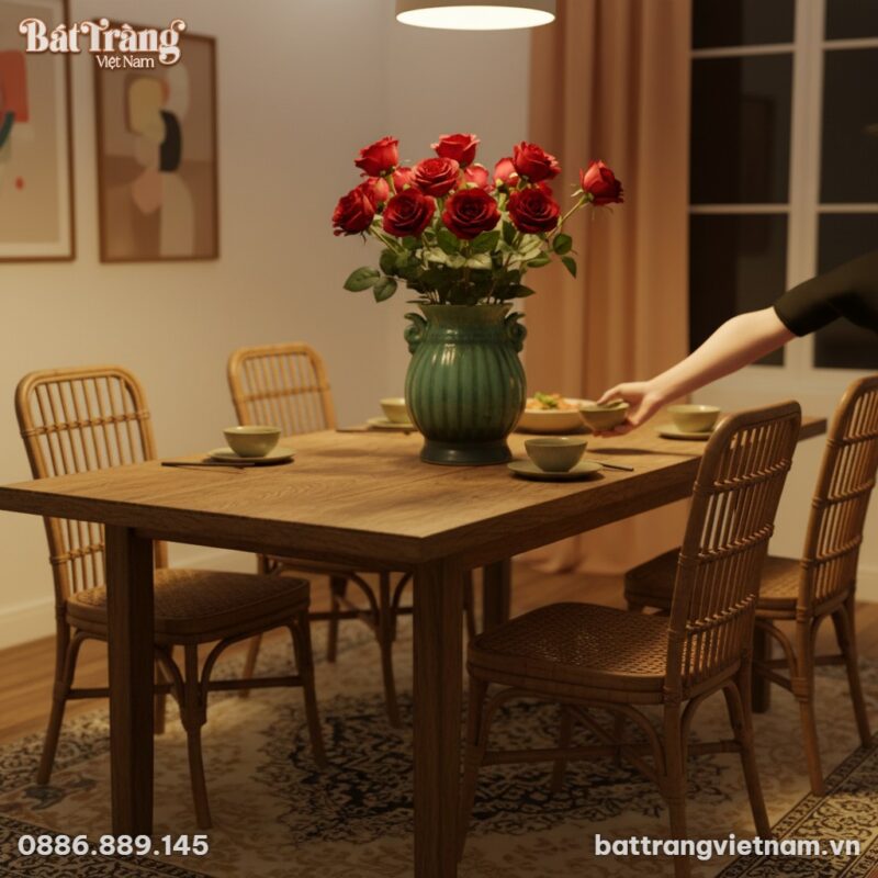 Lọ hoa men ngọc xanh dáng bầu BT-LHS44 là điểm ...