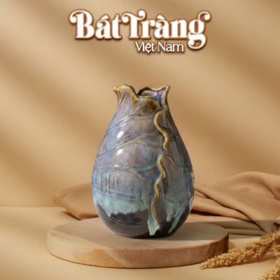 Lọ hoa dáng lá sen men xanh nâu hoả biến BT-LHS41 - Ảnh đại diện