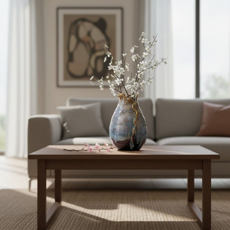 Lọ hoa men hoả biến BT-LHS41 cao 26cm đặt trên ...