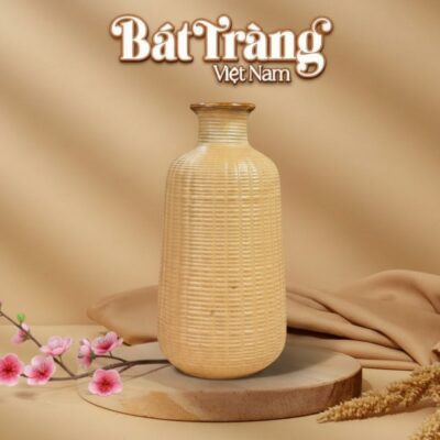 Lọ Hoa Gốm Bát Tràng Dáng Trụ Vân Nổi Men Kem BT-LHS34 - Ảnh đại diện