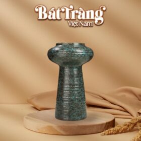 Lọ hoa trụ men vân đá hoả biến xanh đen BT_LHS36