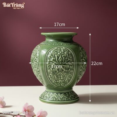 Kích thước Lọ hoa men lục bảo tứ cảnh hoa dây BT_LHS35