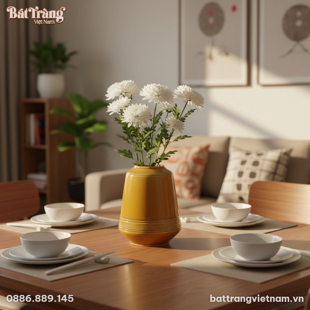 Kh&ocirc;ng gian b&agrave;n ăn ấm c&uacute;ng trong căn hộ hiện đại...