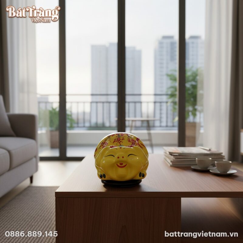 Ống heo gốm sứ Bát Tràng màu vàng chữ Tài Lộc, ... Ống heo gốm sứ Bát Tràng màu vàng chữ Tài Lộc, ...