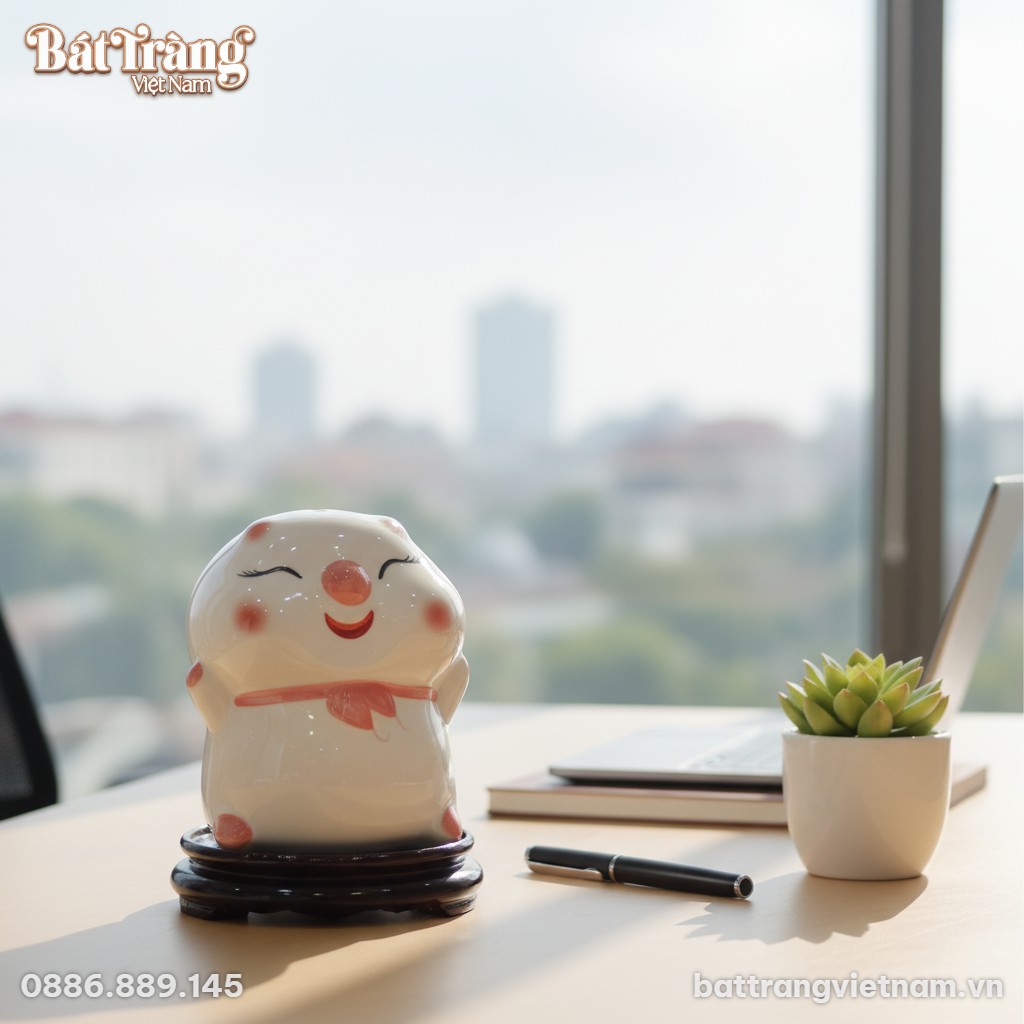 Ống tiết kiệm ch&uacute; heo b&aacute;nh bao trắng đặt trang ...