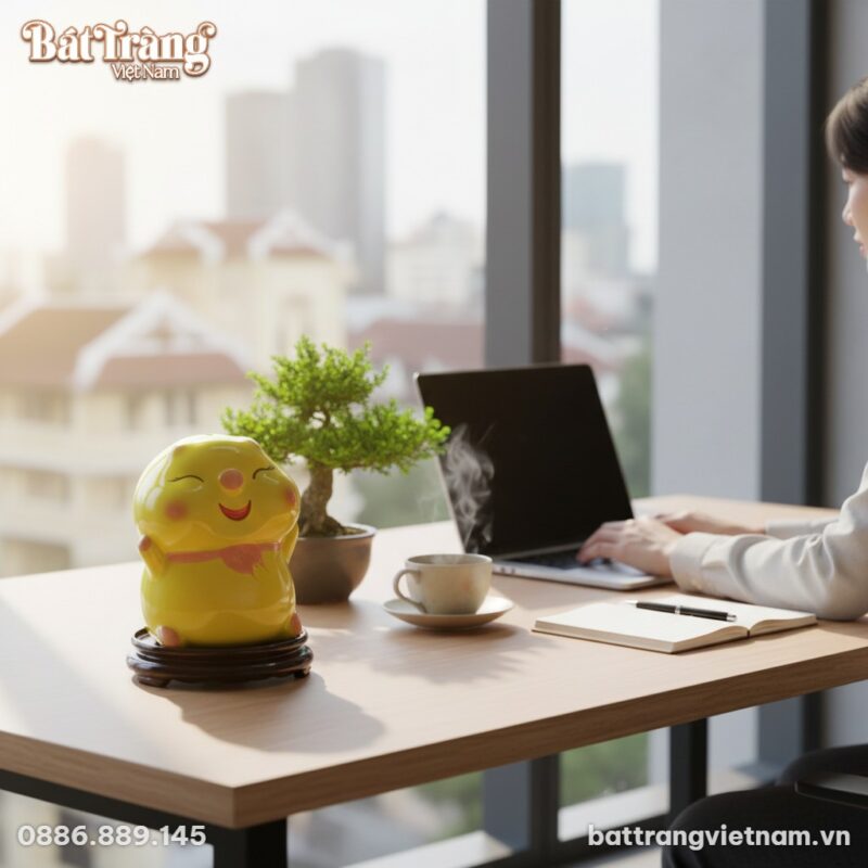 Ống tiết kiệm bé bánh bao má phính màu vàng tươ...