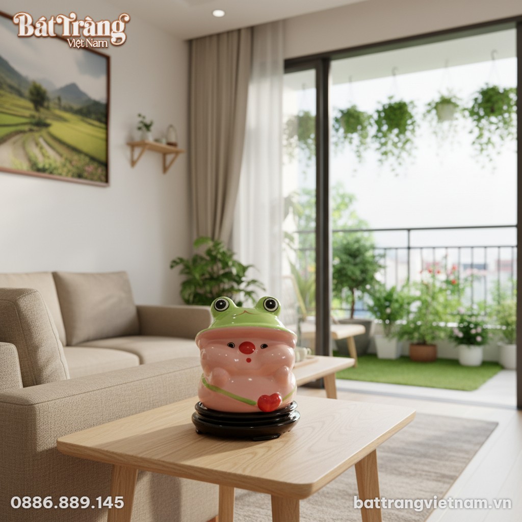 Ống tiết kiệm b&eacute; heo hồng mũ ếch l&agrave; điểm nhấn d...