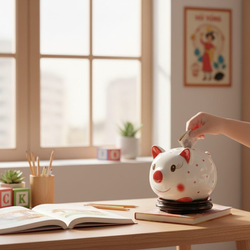 Cận cảnh một ống heo chấm bi trắng đỏ trên bàn ... Cận cảnh một ống heo chấm bi trắng đỏ trên bàn ...