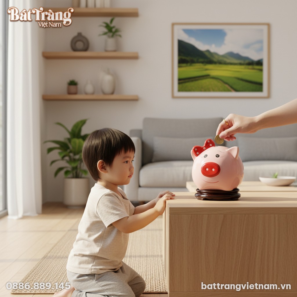 Ống tiết kiệm heo hồng Bát Tràng 20cm trên một ...