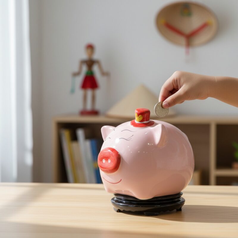 Ống tiết kiệm heo hồng BT-HĐ05 cao 20cm trên bà...