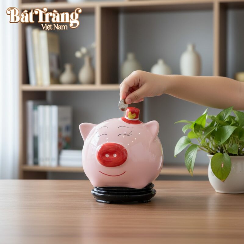 Ống tiết kiệm heo hồng BT-HĐ05 cao 20cm trên bà...