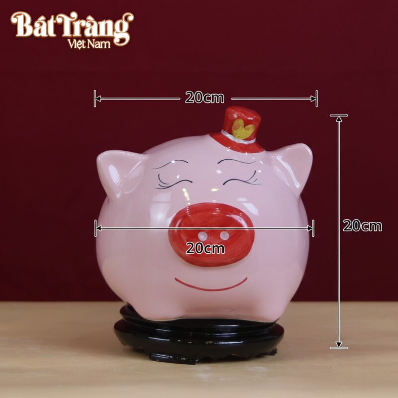 Kích thước Ống tiết kiệm heo màu hồng đội mũ BT-HĐ05