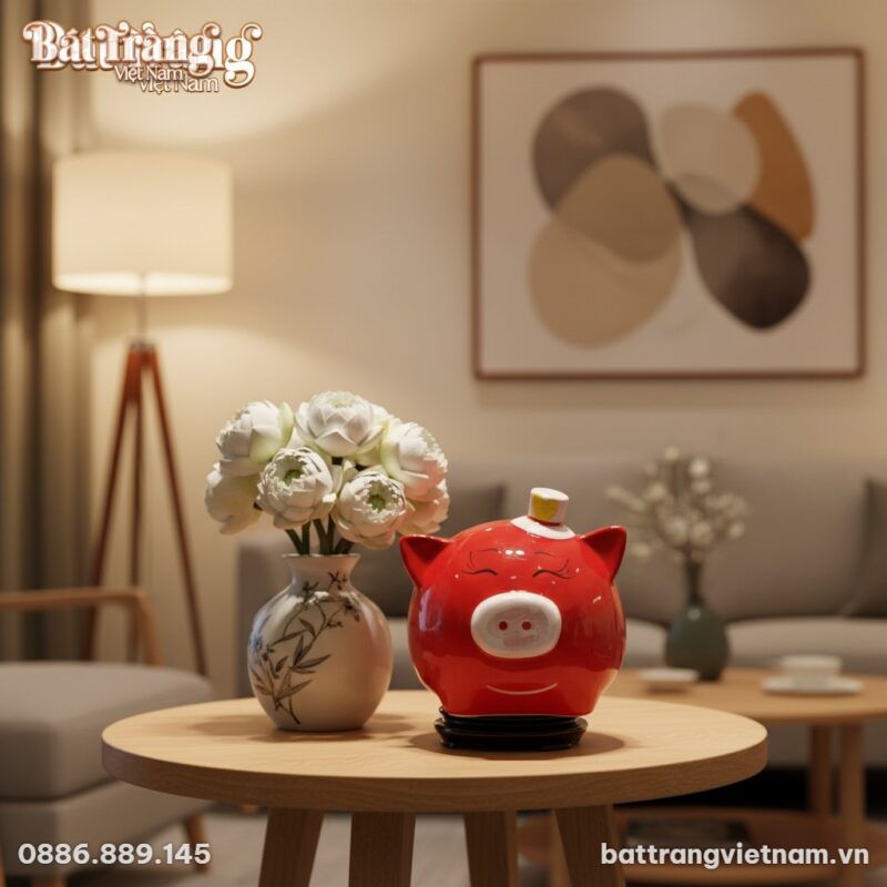 Ống tiết kiệm heo gốm sứ Bát Tràng màu đỏ tươi ... Ống tiết kiệm heo gốm sứ Bát Tràng màu đỏ tươi ...