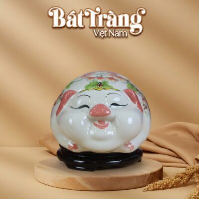 Ống tiết kiệm heo phệ mắt hip nằm màu trắng hồng BT-HĐ07 - Ảnh đại diện