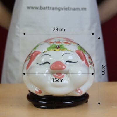 Kích thước Ống tiết kiệm heo phệ mắt hip nằm màu trắng hồng BT-HĐ07