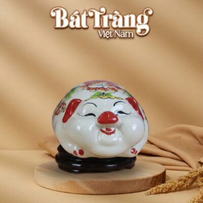 Ống tiết kiệm heo phệ mắt hip nằm màu trắng đỏ BT-HĐ08 - Ảnh đại diện