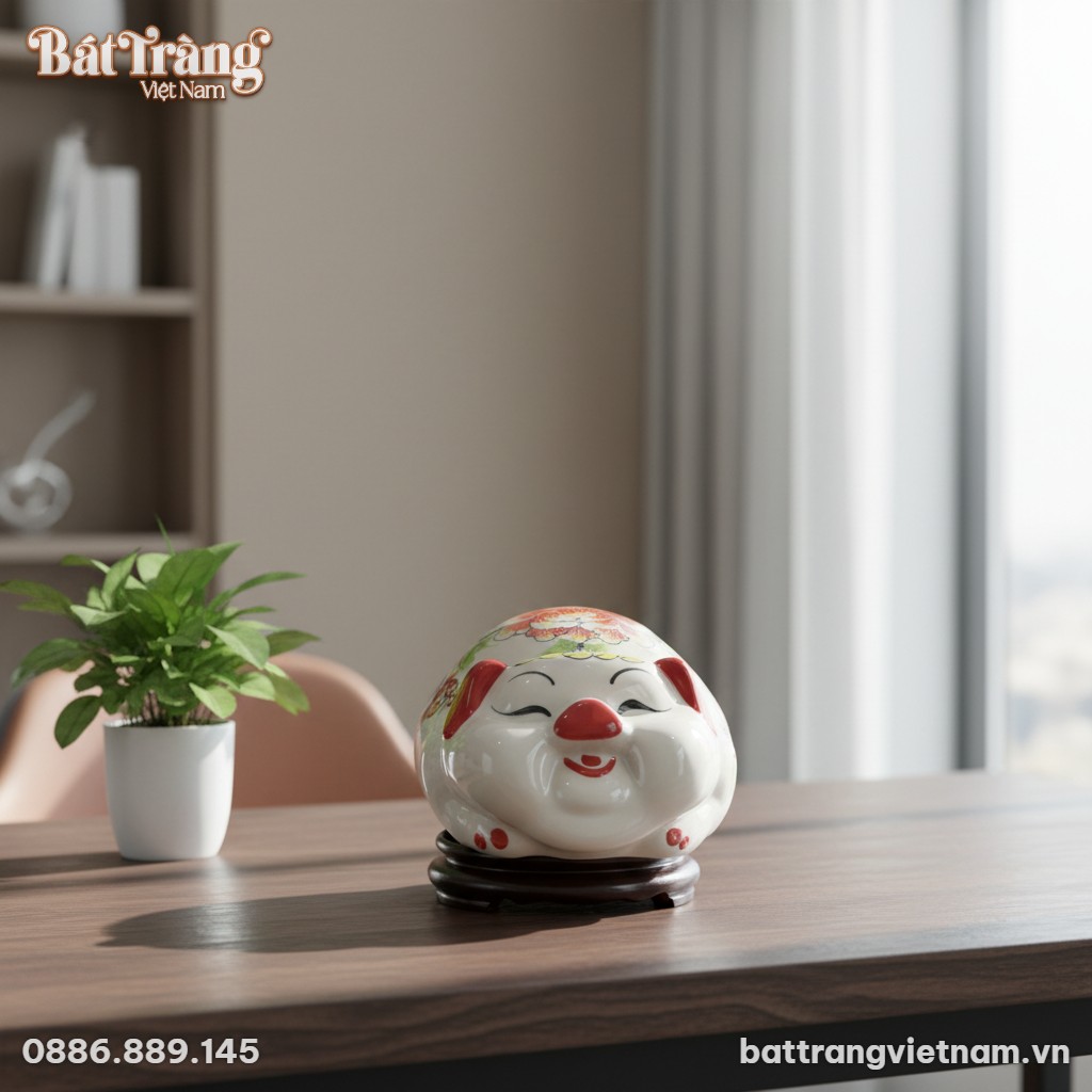 Ống tiết kiệm heo đất Bát Tràng (cao 15cm, rộng...