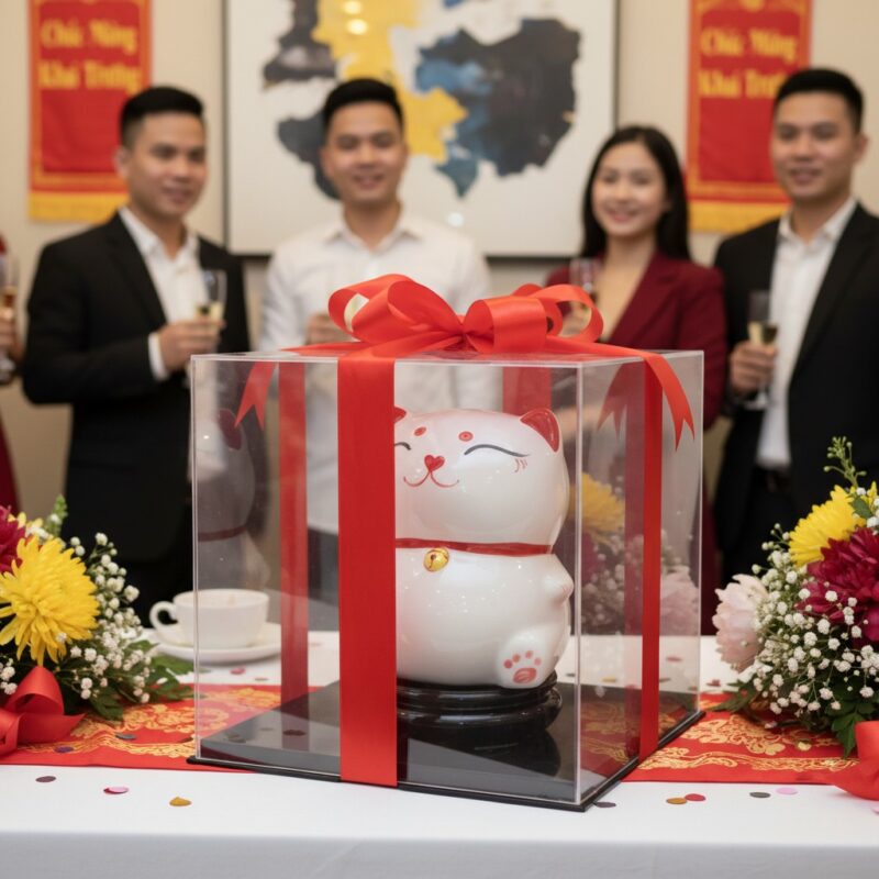 Ống tiết kiệm mèo thần tài trắng BT-HĐ19 được b...