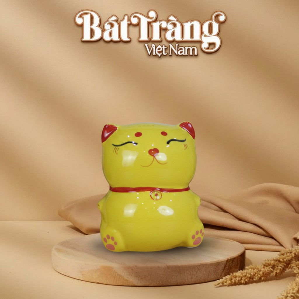 Ống tiết kiệm mèo thần tài màu vàng BT-HĐ21