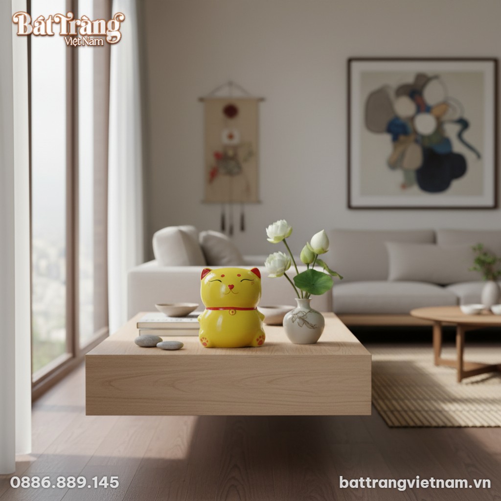 Ống tiết kiệm mèo thần tài vàng BT-HĐ21 trang t...