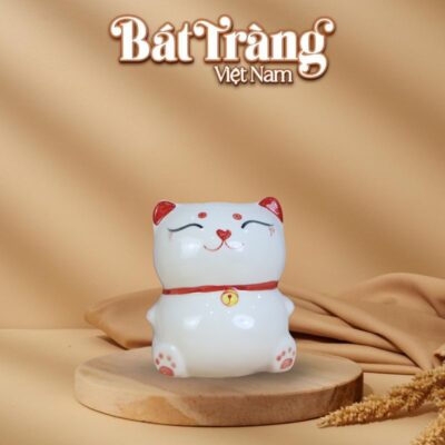 Ống tiết kiệm mèo thần tài màu trắng BT-HĐ20