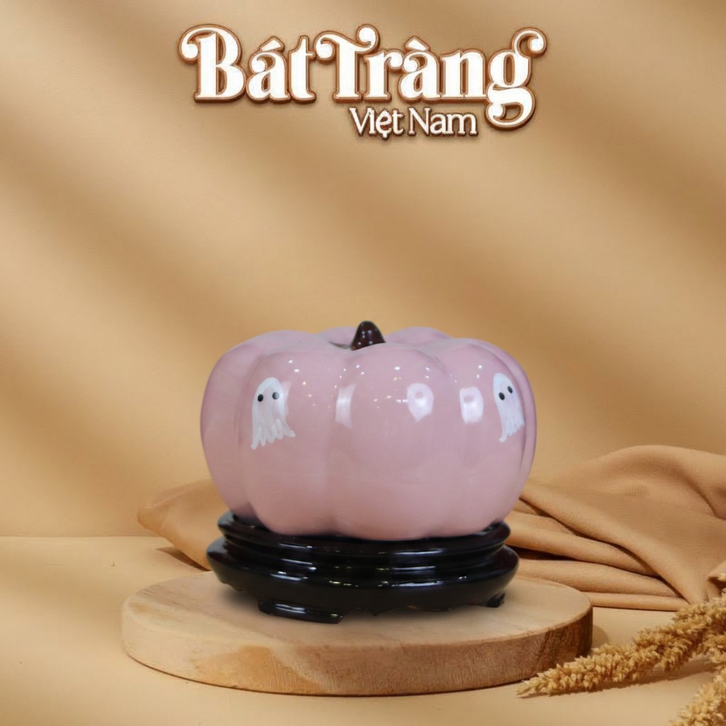 Quả b&iacute; ng&ocirc; trang tr&iacute; halloween m&agrave;u hồng BT-HĐ24