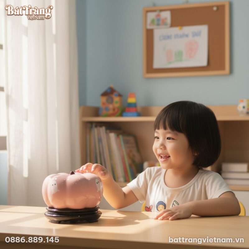 Quả bí ngô gốm sứ Bát Tràng hồng hồn ma đặt trê...